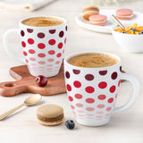 Borosil Larah Polka Mug Set of 2, 390ml