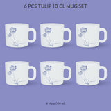 Borosil Larah Tulip Mug Set, 180ml x 6