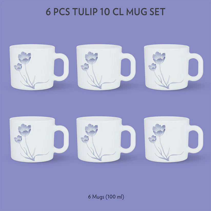 Borosil Larah Tulip Mug Set, 180ml x 6