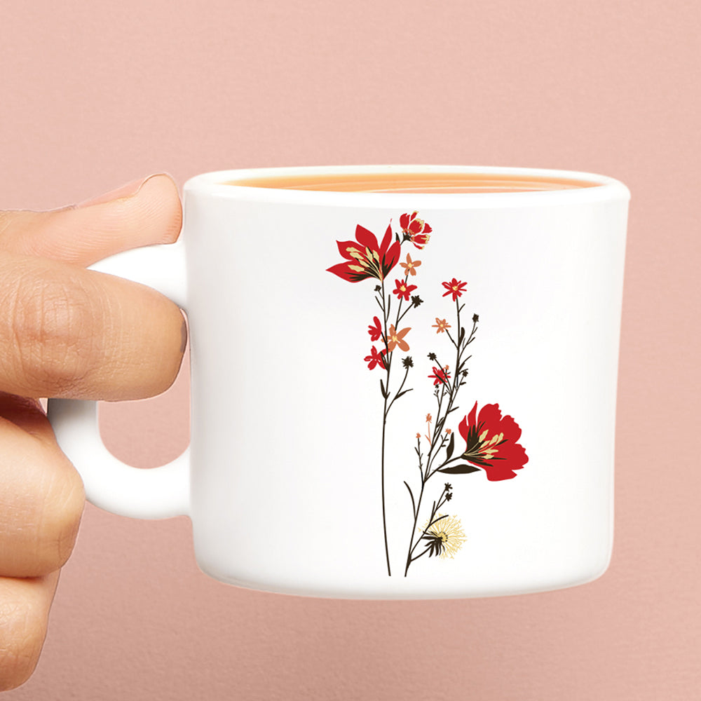 Borosil Larah Chrys Red Mug Set of 6, 180ml