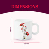 Borosil Larah Chrys Red Mug Set of 6, 180ml