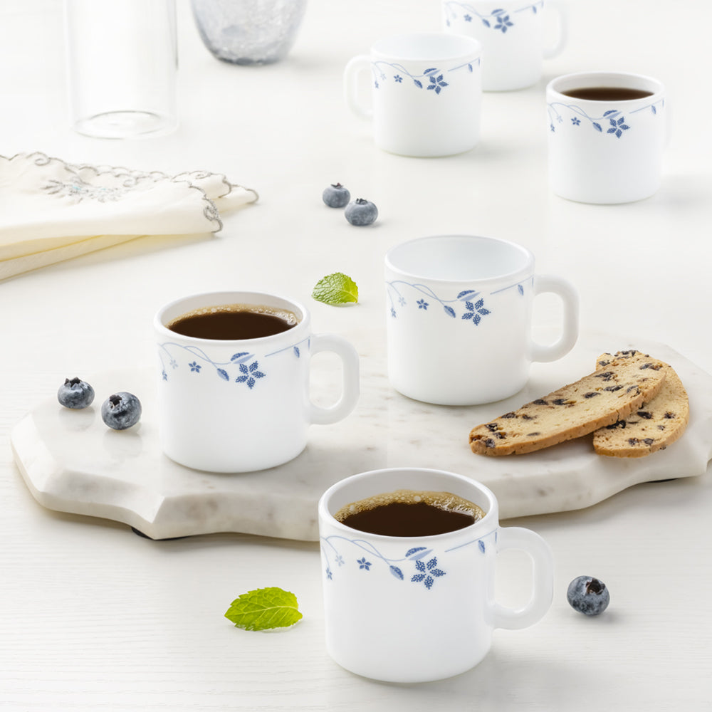 Borosil Larah Flora Mug Set of 6, 180ml