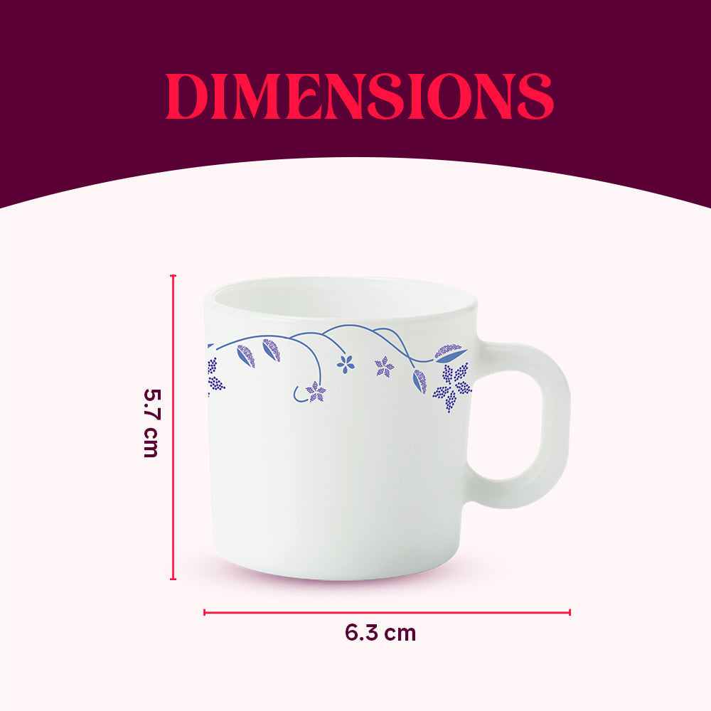 Borosil Larah Flora Mug Set of 6, 180ml