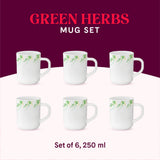 Borosil Larah Green Herbs Mug Set