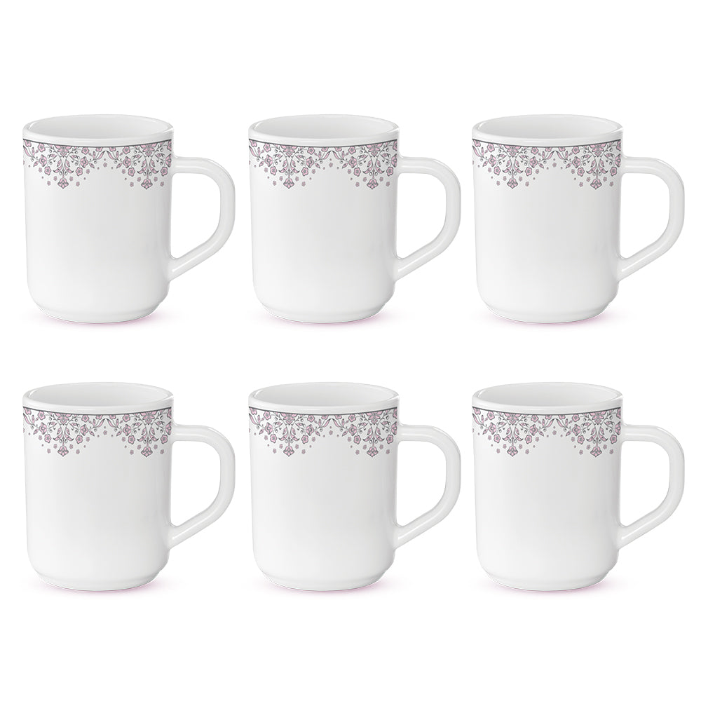 Borosil Larah Lark Mug Set Set of 6, 100ml
