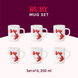 Borosil Larah Ruby Mug Set
