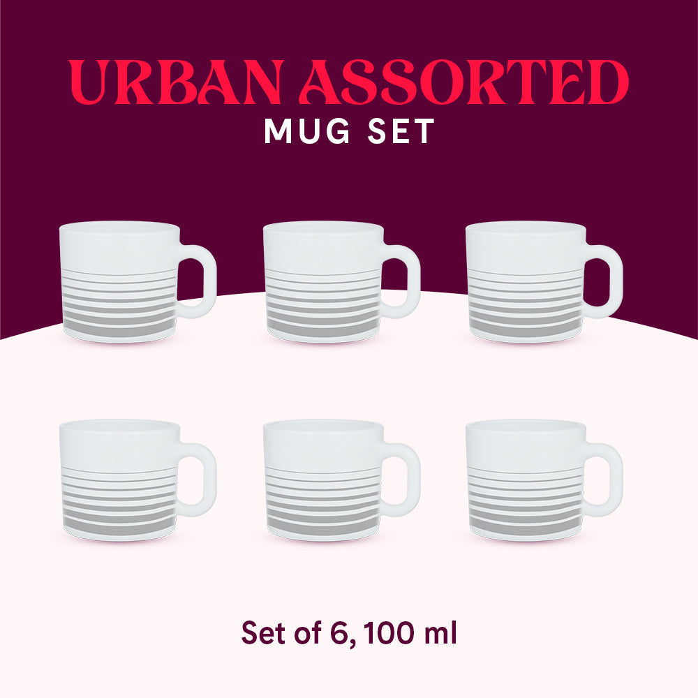 Larah Urban Assorted Mug Set Set of 6, 180ml