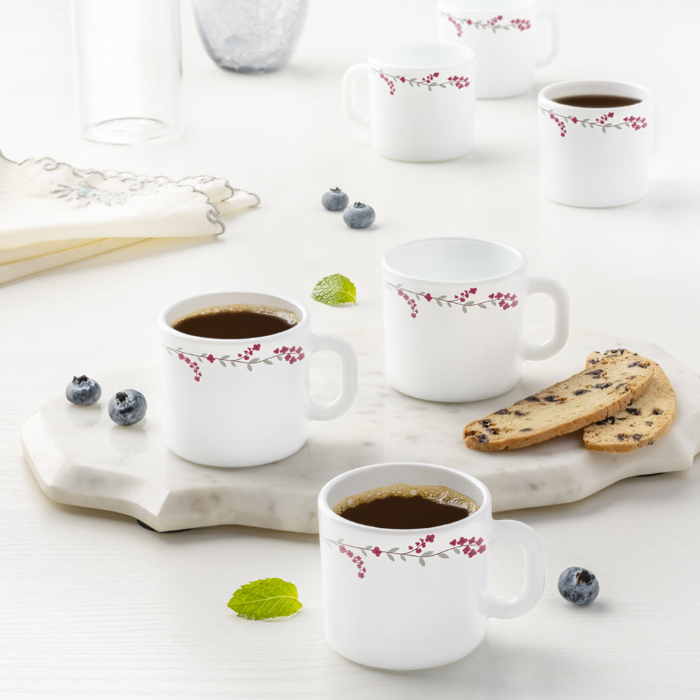 Borosil Larah Verona Mug Set, 6 x 180ml