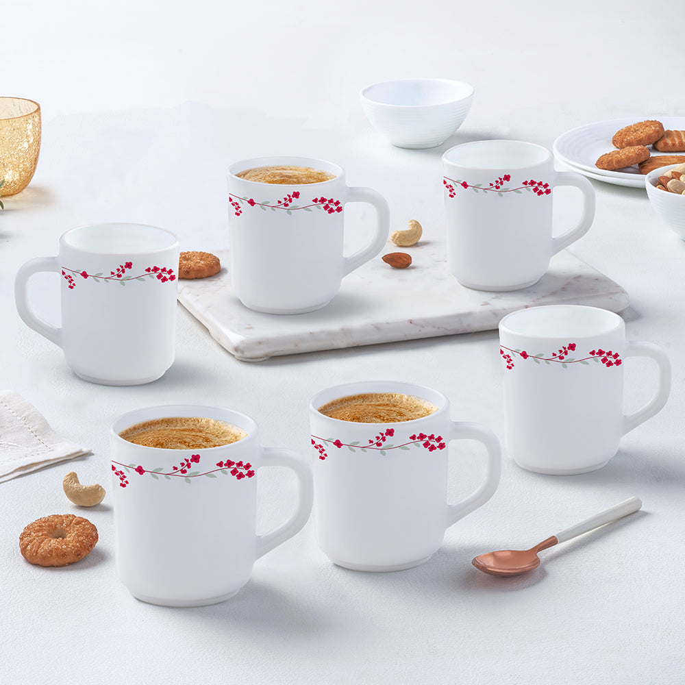 Borosil Larah Verona Mug Set, 6 x 180ml