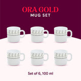 Borosil Larah Ora Gold Mug Set