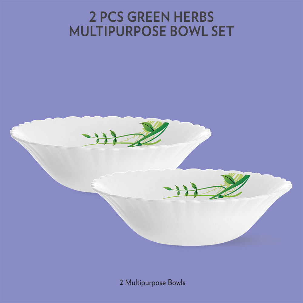 Borosil Green Herbs Multipurpose Bowl, 2 pc Set