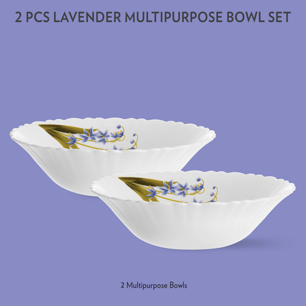 Borosil Larah Lavender Multipurpose Bowl, 2 pc Set
