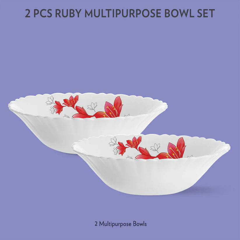 Borosil Ruby Multipurpose Bowl, 2 pc Set