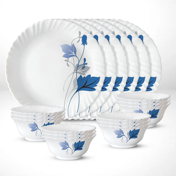 Borosil Larah Ageria Thali Set, 6 Plates + 12 Bowls