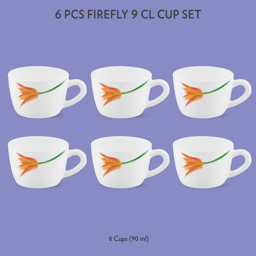 Borosil Larah Firefly Cup Set of 6, 140ml