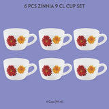 Borosil Larah Zinnia Cup Set  of 6, 140ml