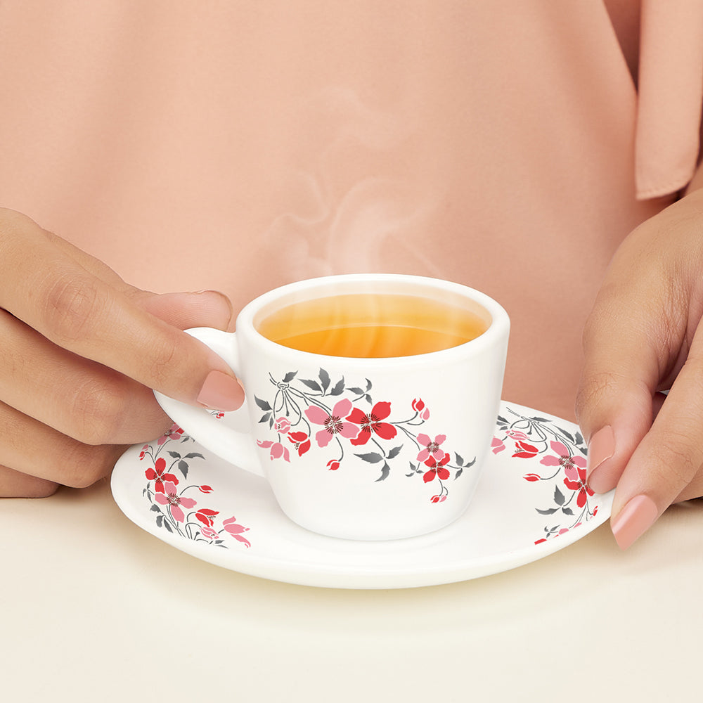 Borosil Larah Fiore Cup n Saucer Set of 12, 140ml