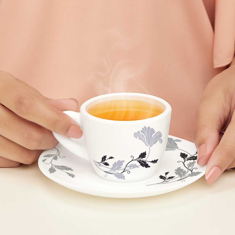 Borosil Larah Millenia Cup n Saucer Set  of 12, 140ml