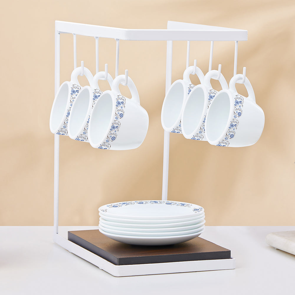 Borosil Larah Mist Cup n Saucer Set of 8, 140ml
