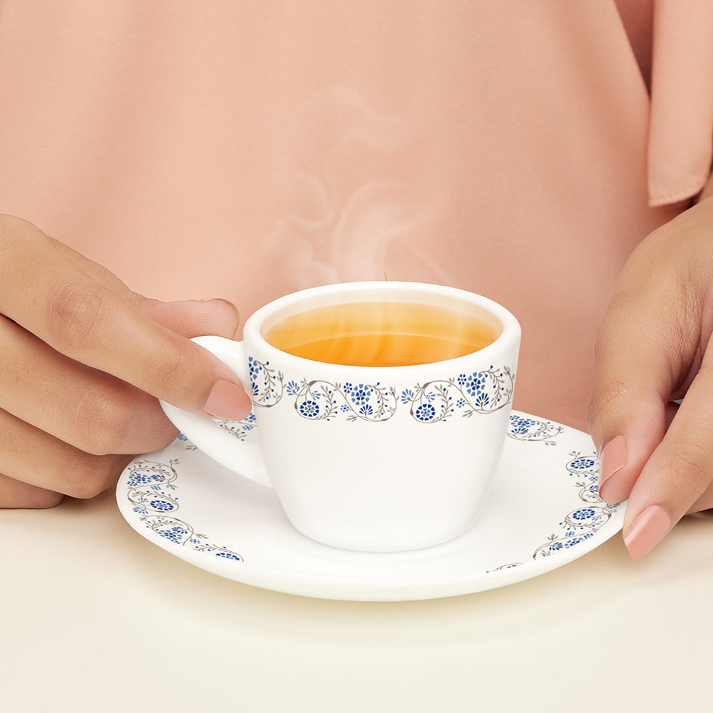 Borosil Larah Mist Cup n Saucer Set of 8, 140ml