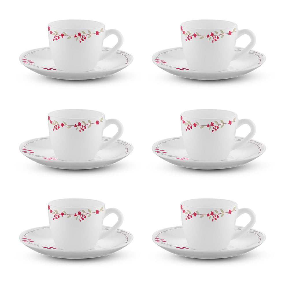 Borosil Larah Verona Cup n Saucer Set of 12, 140ml