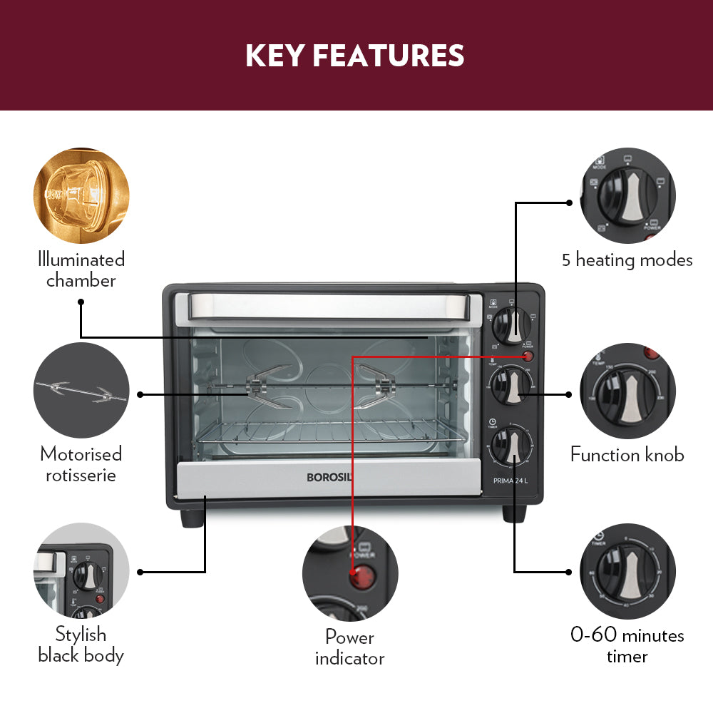 Borosil Prima Oven Toaster Griller 24L