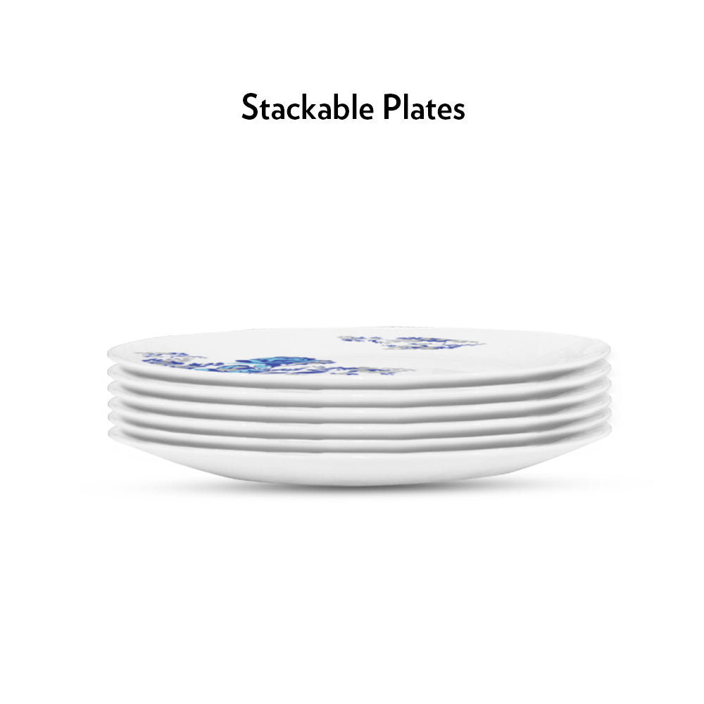 Borosil Larah Blue Cascade Full Plate Set, 6 pc