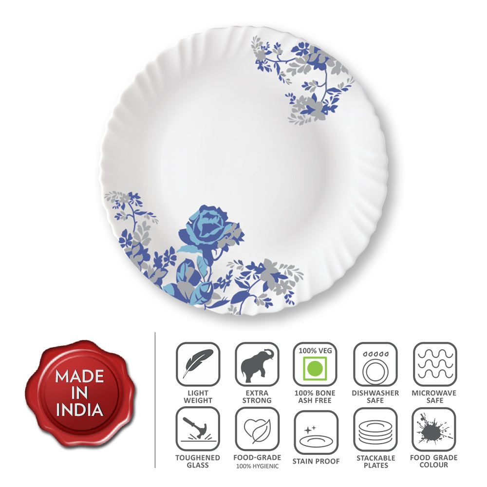 Borosil Larah Blue Cascade Full Plate Set, 6 pc