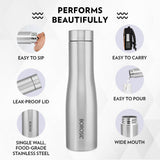 Borosil Swan SS Single Wall Bottle, Black 1L