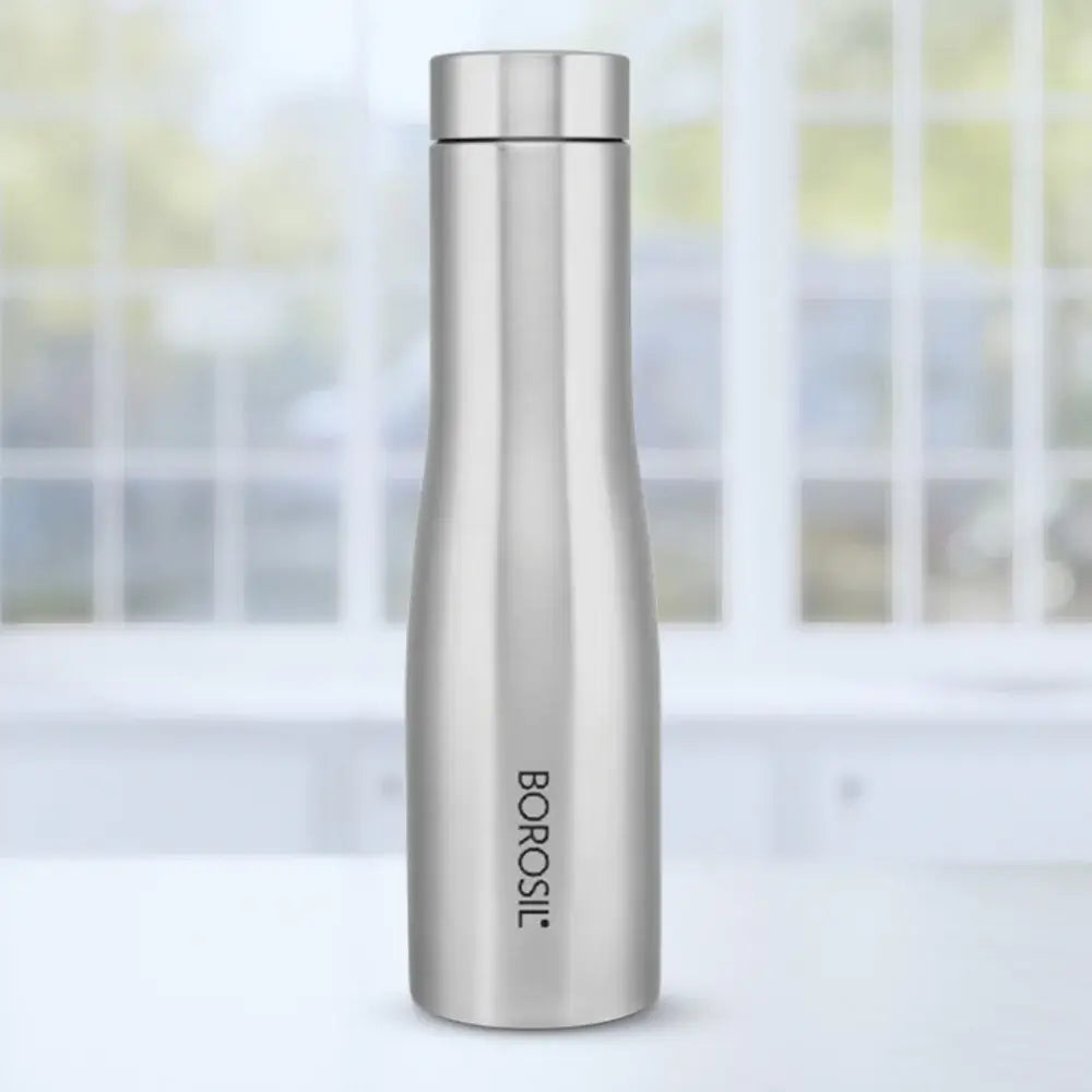 Borosil Swan SS Single Wall Bottle, Black 1L
