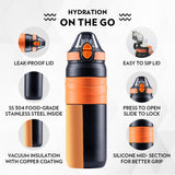 Borosil Adventure Double Wall Bottle, Black 560ml