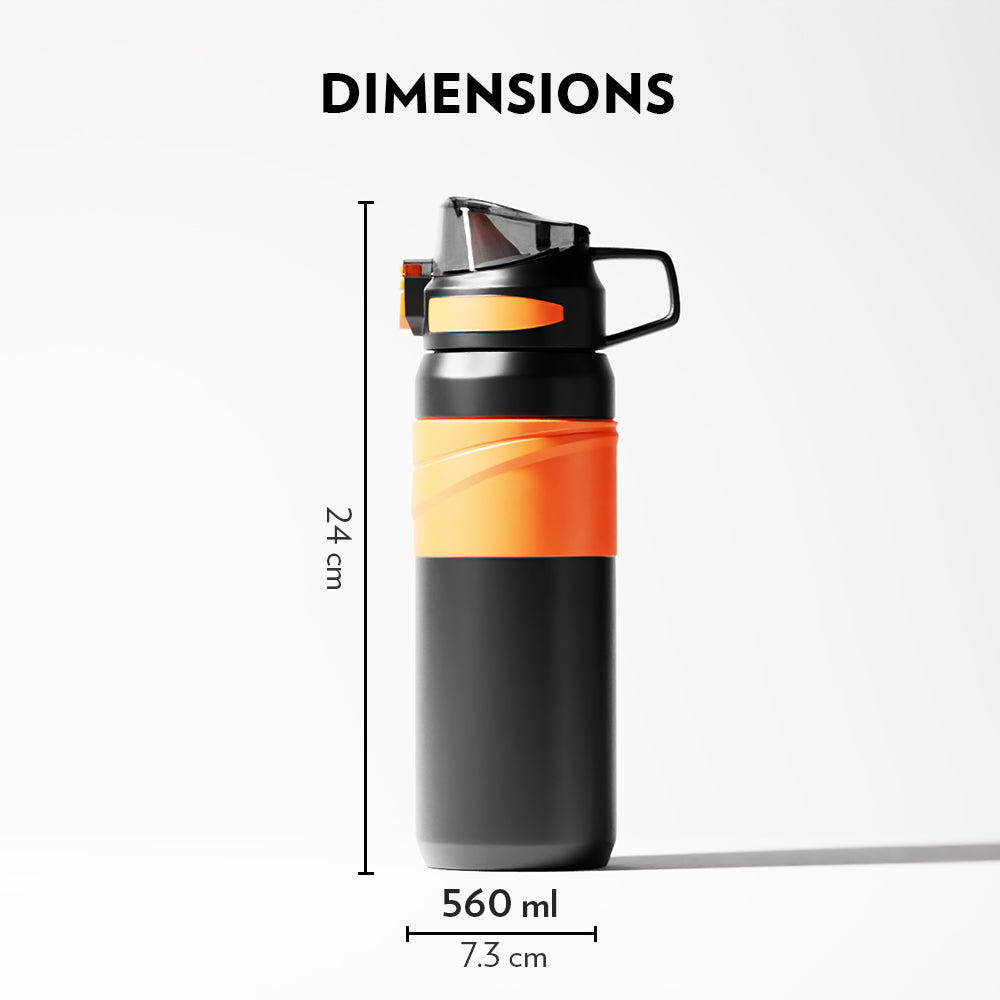 Borosil Adventure Double Wall Bottle, Black 560ml