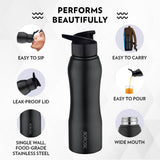 Borosil Grip n Sip Single Wall Bottle, Classic 750Ml