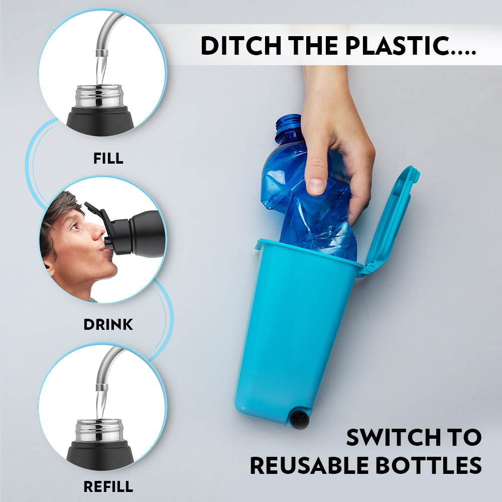 Borosil Grip n Sip Single Wall Bottle, Classic 750Ml