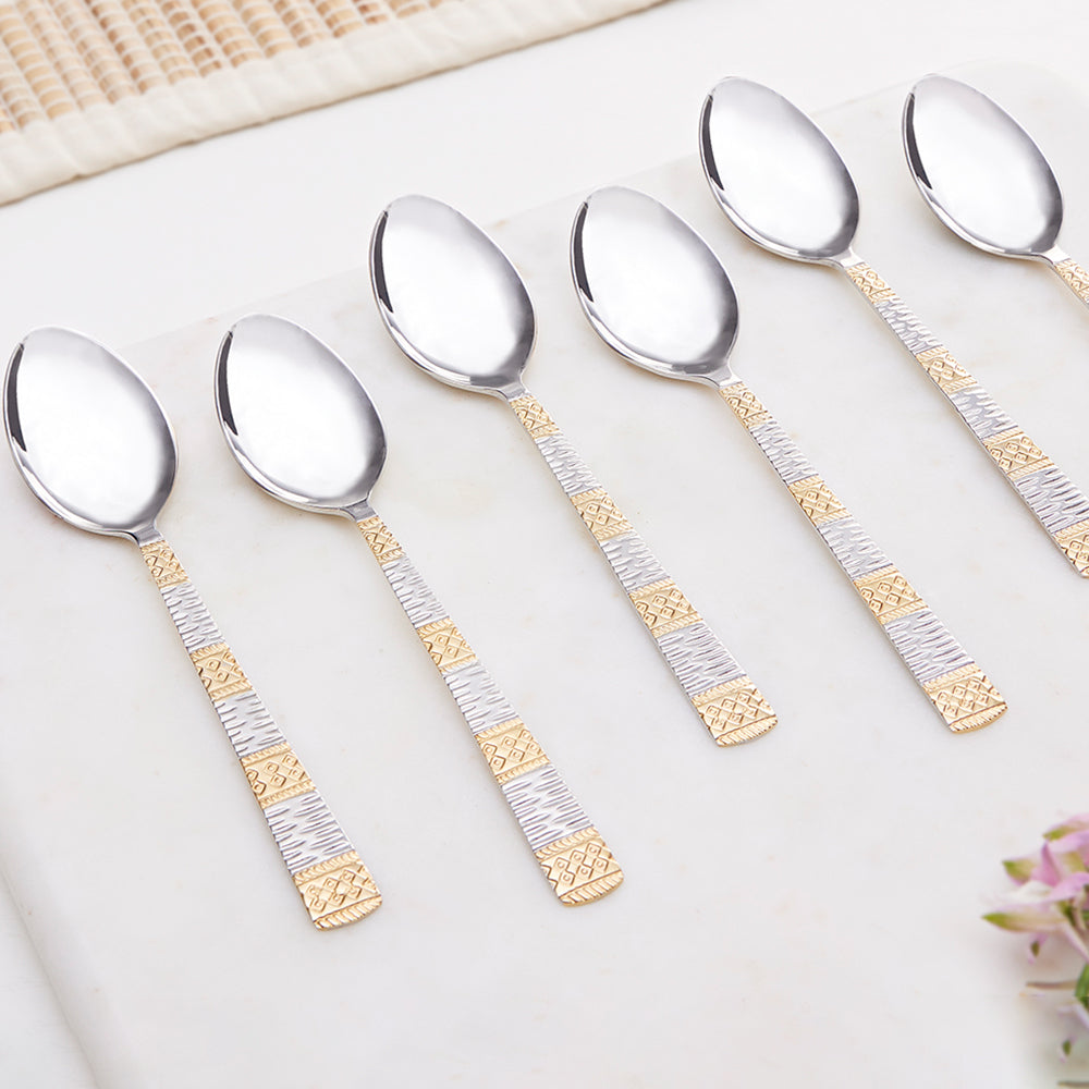 Borosil Gold Tea Spoon, Set of 6, 14.3cm