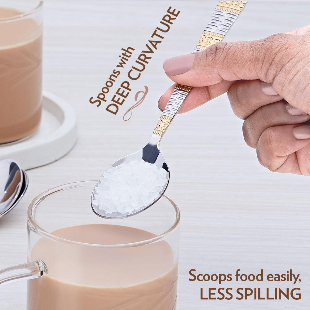 Borosil Gold Tea Spoon, Set of 6, 14.3cm