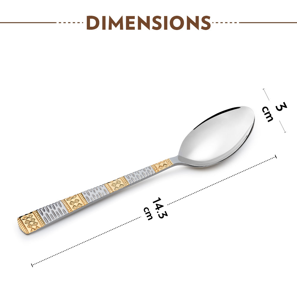 Borosil Gold Tea Spoon Set of 6, 14.3cm