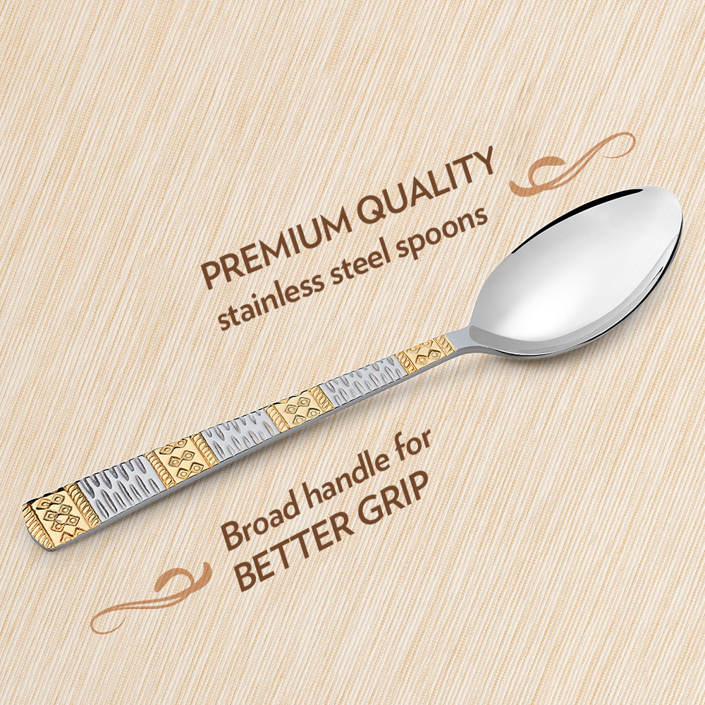 Borosil Gold Tea Spoon Set of 6, 14.3cm