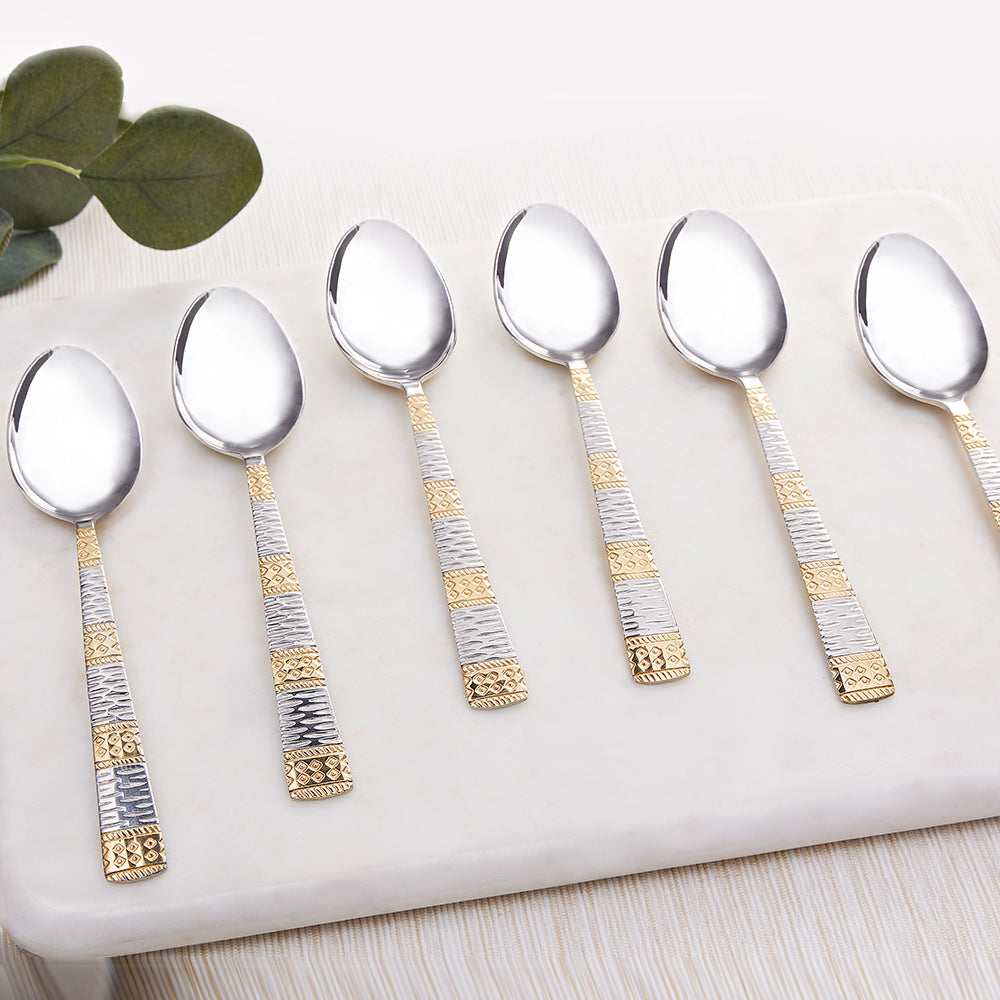 Borosil Gold Dessert Spoon, Set of 6, 16.5cm