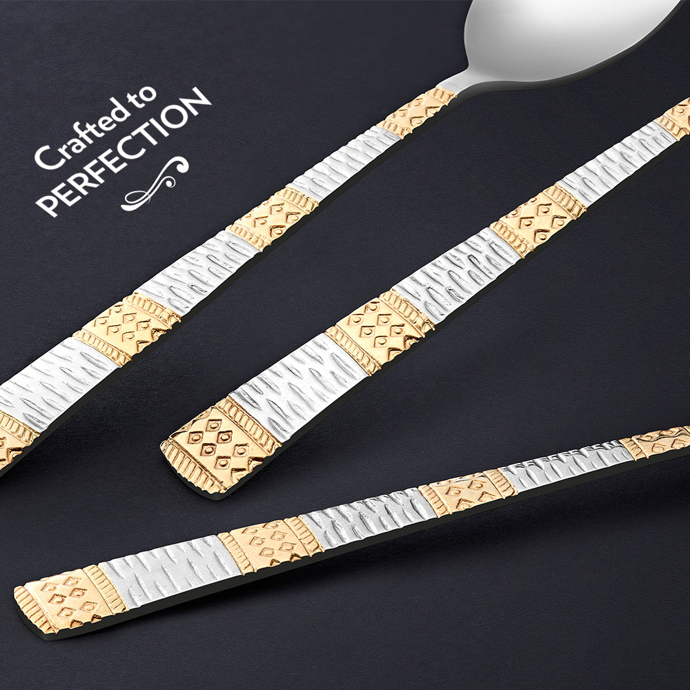 Borosil Gold Dessert Spoon, Set of 6, 16.5cm