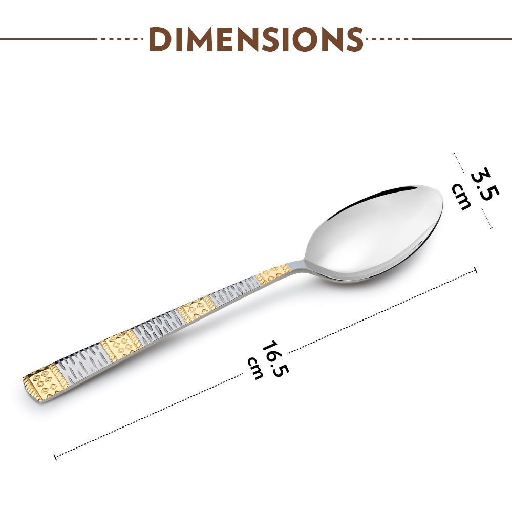 Borosil Gold Dessert Spoon, Set of 6, 16.5cm
