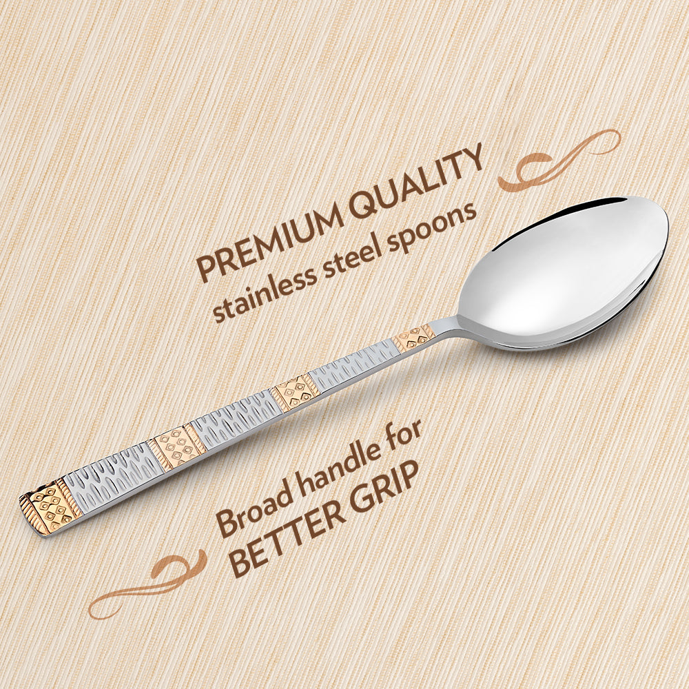 Borosil Gold Dinner Spoon, Set Set of 6, 18.3cm