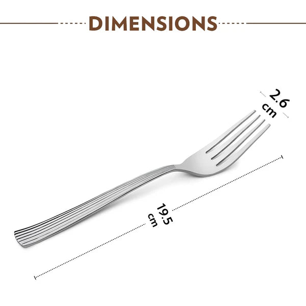 Borosil Vintage Dinner Fork, Set of 6-19.5 cm