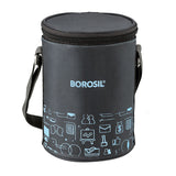 Borosil Carryfresh Round Stainless Steel Lunchbox, Set of 3, 280ml x 2 + 180ml
