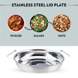 Borosil Carryfresh Round Stainless Steel Lunchbox, Silver, Set of 3, 475ml + 280ml x 2
