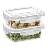 Borosil Tuff-Glass Klip n Store, Rectangular, Set of 2, Containers - 640ml