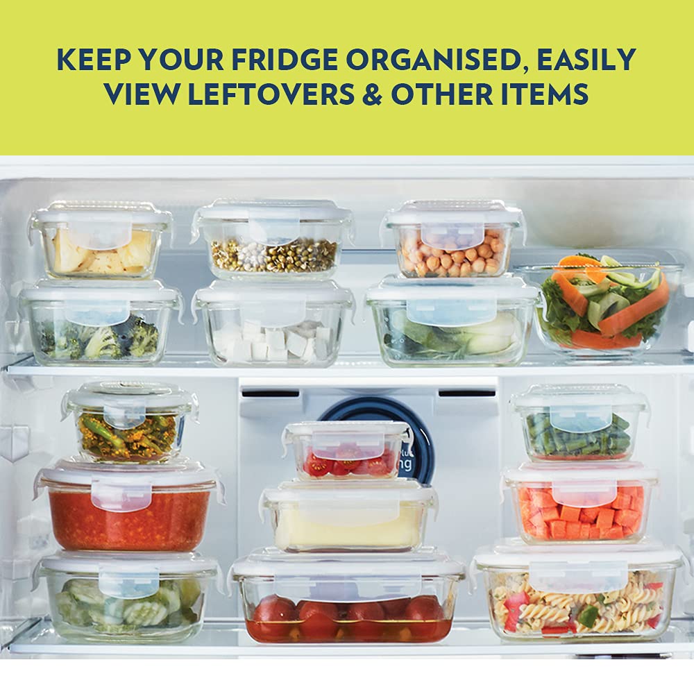 Borosil Tuff-Glass Klip n Store, Rectangular, Set of 2, Containers - 640ml