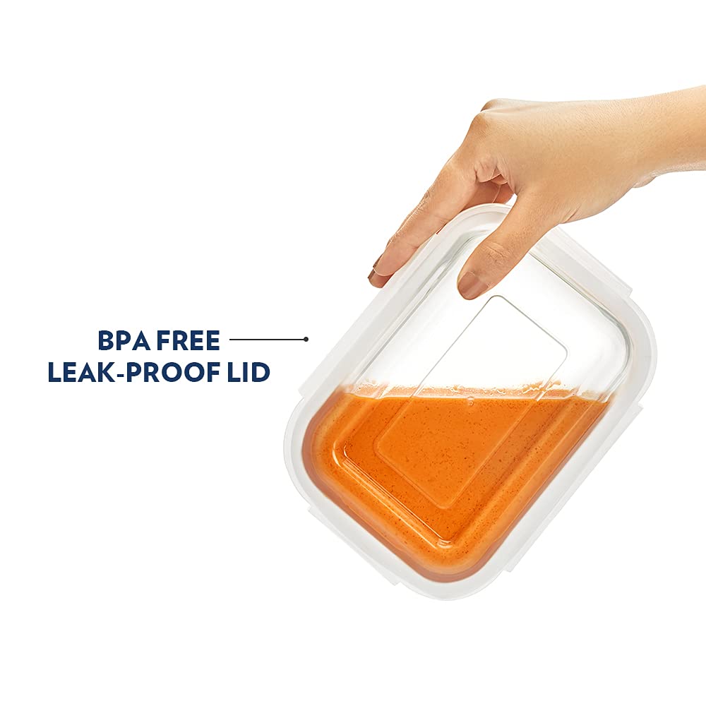 Borosil Tuff-Glass Klip n Store, Rectangular, Set of 2, Containers - 640ml