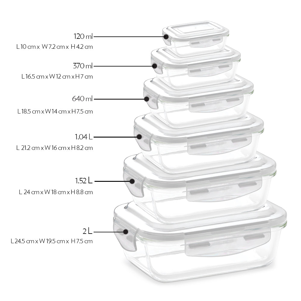 Borosil Tuff-Glass Klip n Store, Rectangular, Set of 2, Containers - 640ml