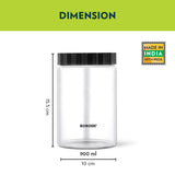 Borosil Endura Airtight Glass Jar with Black Lid